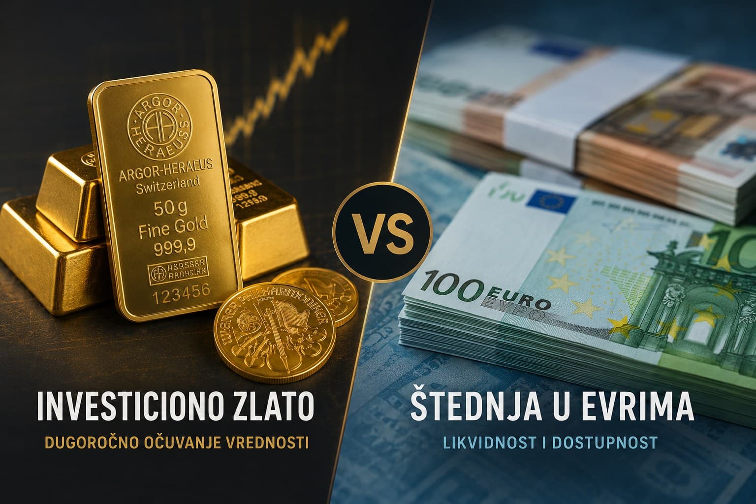 Investiciono zlato ili štednja u evrima – poređenje zlata i evra