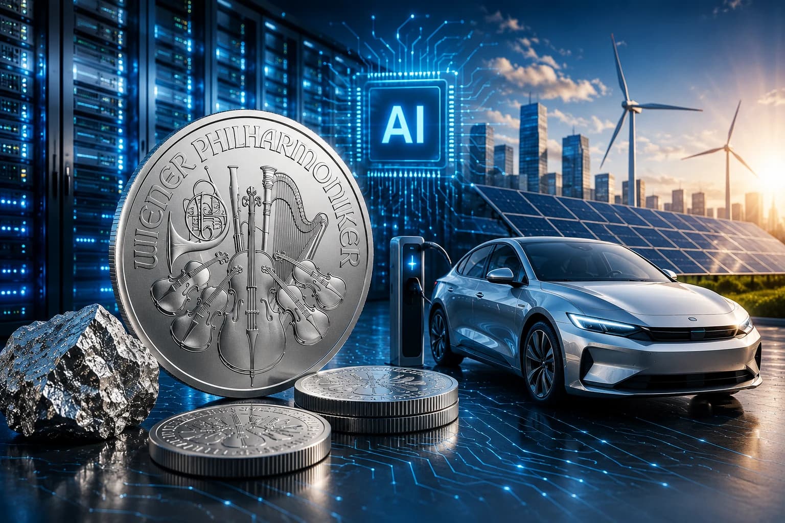  Investiciono srebro – srebrna Bečka filharmonija, električni  automobil, solarni paneli i AI data centri